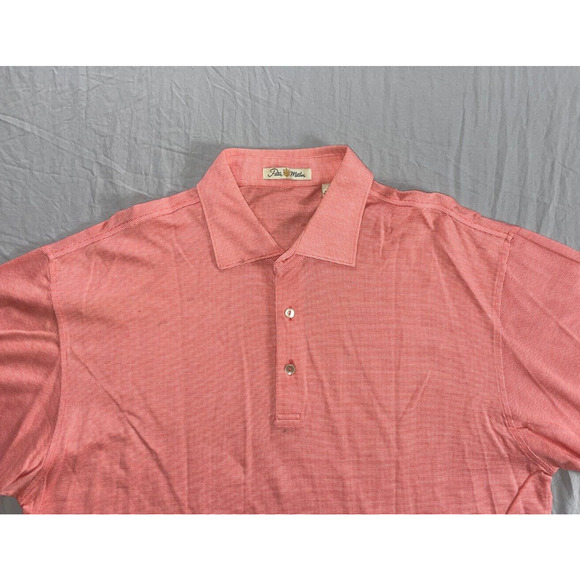 Peter Millar Double Mercerized Cotton Polo Shirt. Orange Nailhead, Size L. EUC!! - Picture 3 of 7